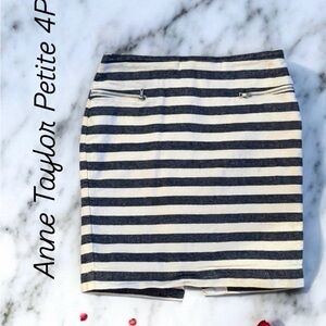 Ann Taylor Navy and White Striped Pencil Skirt